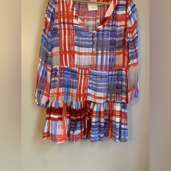 Anthropologie Maeve Lila Tiered Patchwork Ruffle Peplum Top - Picture 4 of 7